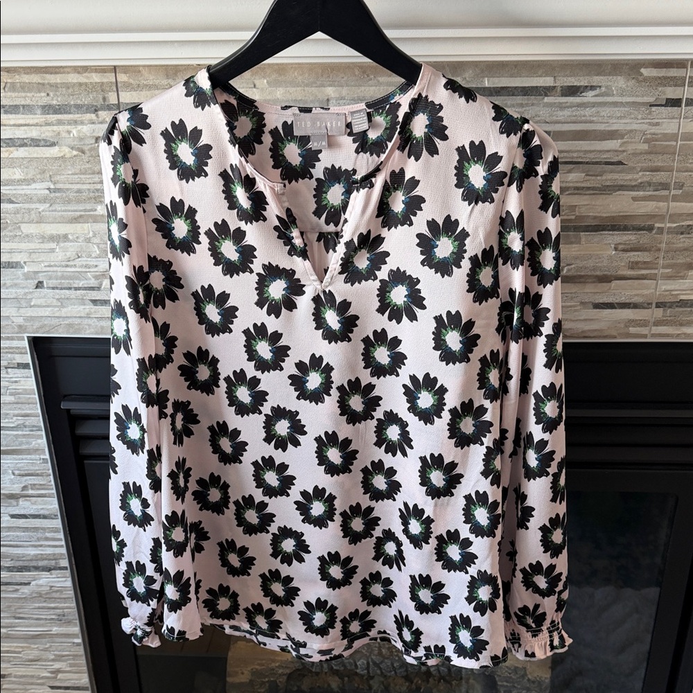 Ted Baker Floral Blouse - Cream and Black
